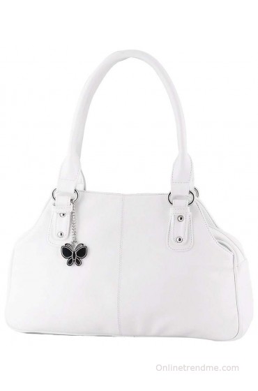 Butterflies Classy White Shoulder Bag